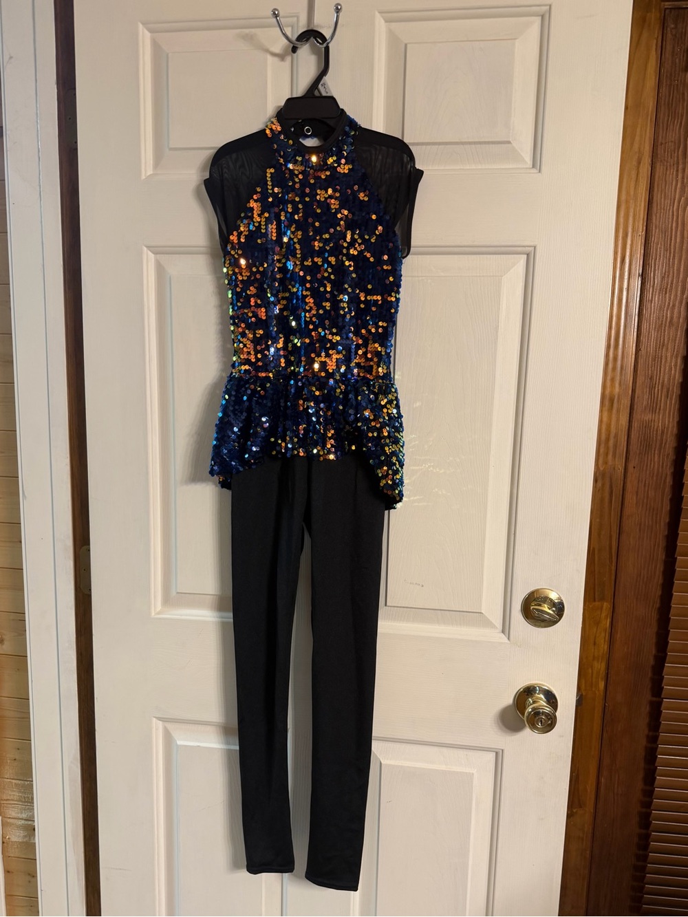 Weissman Jumpsuit with Blue & Gold Sequined Size Medium Girls